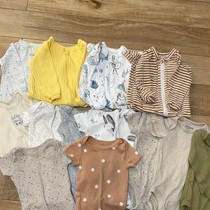 Gender Neutral Newborn Lot- 4 Sleepers & 10 Onesies